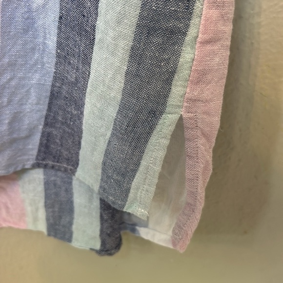 Anthropologie Sanctuary Linen Blend Striped Short Sleeve Tie Front Top, medium - Picture 5 of 7